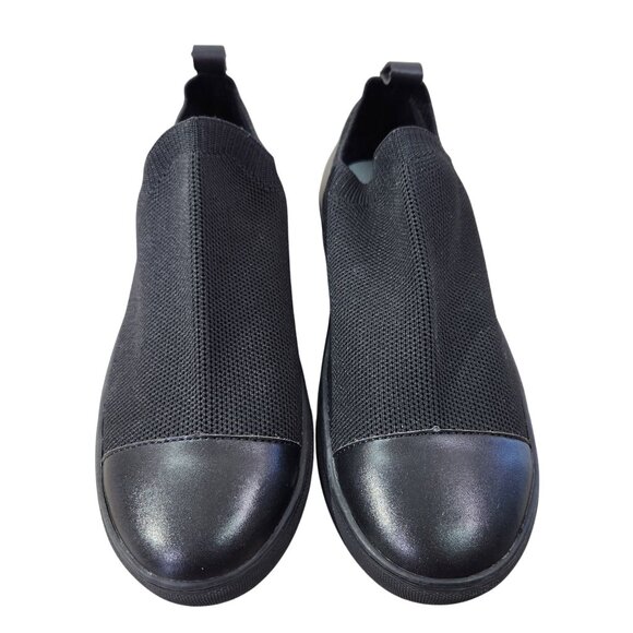 Black Slip-On Sneakers Leather Toe Cap By Ruby Label EU Size 37 US Size 7 - Picture 1 of 11